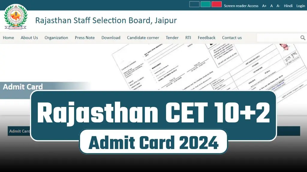 Rajasthan CET 12th Level Admit Card 2024:
