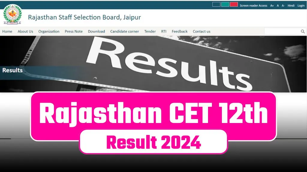 Rajasthan CET 12th Level Result 2024: राजस्थान सीईटी सीनियर सेकेंडरी लेवल रिजल्ट 2024