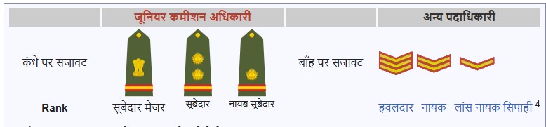 Junior Commissioned Officer (जूनियर कमिशनर ऑफिसर) और Non Commissioned Officer (नॉन कमिश्नर ऑफिसर)