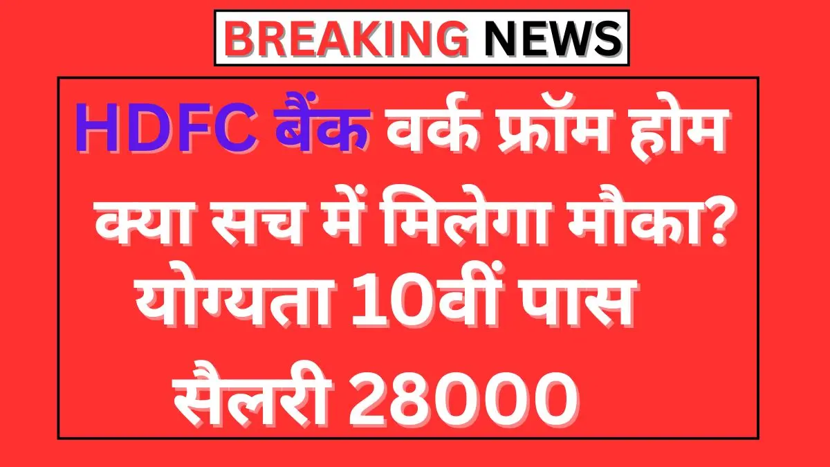 HDFC Bank Work From Home 2026: